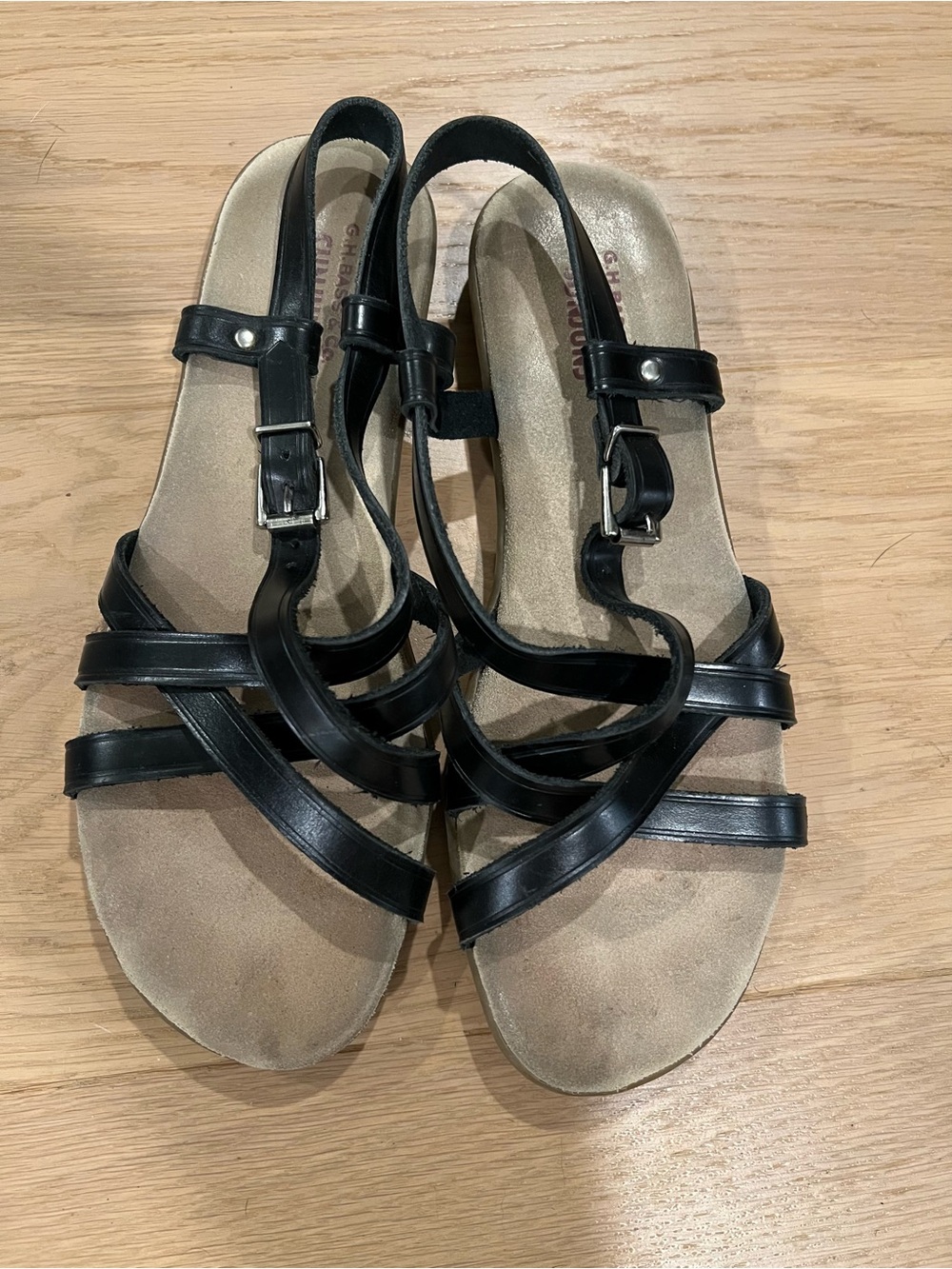 Bass Black leather Strappy Women's Sandals